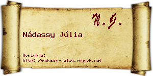 Nádassy Júlia névjegykártya