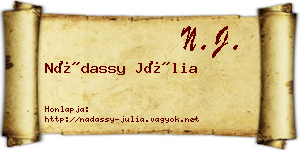 Nádassy Júlia névjegykártya